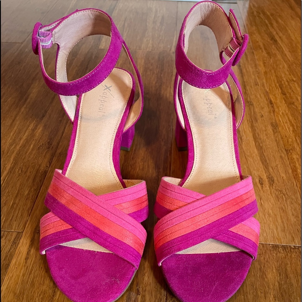 X Appeal Pink Ankle Strap Heels